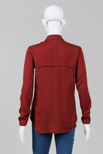Load image into Gallery viewer, Theory Wine Silk Shirt (P)
