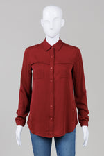Load image into Gallery viewer, Theory Wine Silk Shirt (P)
