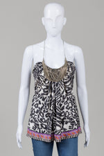 Load image into Gallery viewer, Sky Animal Print Halter Top w/ Chain Detail (L)
