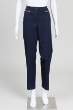 Load image into Gallery viewer, Betty Barclay Navy Trousers w/ Zippers (44)
