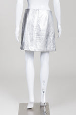 Load image into Gallery viewer, B.young Silver Faux Leather Mini Skirt (36)
