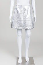 Load image into Gallery viewer, B.young Silver Faux Leather Mini Skirt (36)
