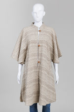 Load image into Gallery viewer, Custom Made Beige/Brown Wool Jacquard Cape Sleeve Coat
