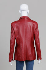 Load image into Gallery viewer, Danier Red Leather Zip Jacket (M)*a few rubbed spots
