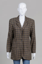 Load image into Gallery viewer, Dalmy's Vintage Black/Camel Houndstooth Blazer
