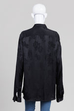 Load image into Gallery viewer, The Kooples Black Satin Floral jacquard Shirt (XL)
