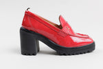 Load image into Gallery viewer, dr Liza Red Patent Lug Sole Heeled Loafers (8) *New w/ Box
