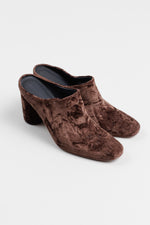Load image into Gallery viewer, Rachel Comey Brown Crushed Velvet  Heeled Mules (10)
