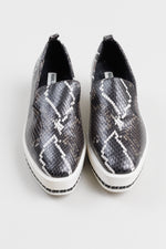 Load image into Gallery viewer, Karl Lagerfeld Charcoal Snakeprint Platform Slip On Shoes (5.5B)
