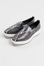 Load image into Gallery viewer, Karl Lagerfeld Charcoal Snakeprint Platform Slip On Shoes (5.5B)
