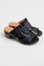 Load image into Gallery viewer, Roamers Black Leather Mules w/ Stacked Block Heel (36)
