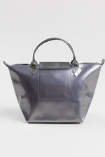 Load image into Gallery viewer, Longchamps Metallic Grey Limited Edition Le Pliage Tote
