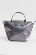 Load image into Gallery viewer, Longchamps Metallic Grey Limited Edition Le Pliage Tote
