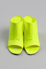Load image into Gallery viewer, Vetements Neon Yellow Leather 4” Block Mule (40) *Stained/marked sole
