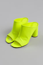 Load image into Gallery viewer, Vetements Neon Yellow Leather 4” Block Mule (40) *Stained/marked sole
