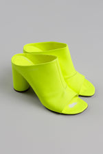 Load image into Gallery viewer, Vetements Neon Yellow Leather 4” Block Mule (40) *Stained/marked sole
