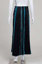 Load image into Gallery viewer, Xanaka black teal &amp; blue jaquard inserts, slim maxi skirt

