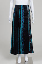 Load image into Gallery viewer, Xanaka black teal &amp; blue jaquard inserts, slim maxi skirt
