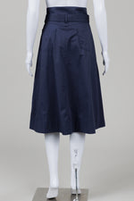 Load image into Gallery viewer, IVKO navy blue midi skirt with belt &amp; pockets (XXL)
