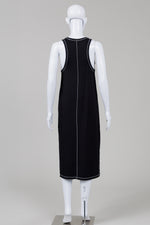 Load image into Gallery viewer, Rag &amp; Bone black jersey tank dress with white stitching (S)
