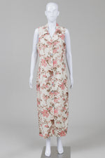 Load image into Gallery viewer, Carol Anderson vintage cream pink floral sleeveless button front dress

