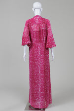 Load image into Gallery viewer, Diane Von Furstenberg hot pink with white flecks long sleeve maxi dress with drawstring (M) *New with tags $498
