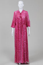 Load image into Gallery viewer, Diane Von Furstenberg hot pink with white flecks long sleeve maxi dress with drawstring (M) *New with tags $498
