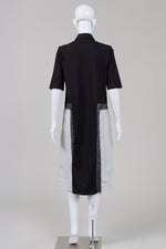 Load image into Gallery viewer, Black is Black, black charcoal &amp; beige colour block shirt dress (2)
