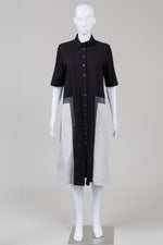 Load image into Gallery viewer, Black is Black, black charcoal &amp; beige colour block shirt dress (2)
