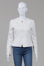 Load image into Gallery viewer, Christian Dior vintage white jaquard fitted zip front jacket (made in USA) (2)
