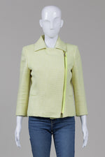 Load image into Gallery viewer, Ted Baker neon green metalic tweed moto jacket (2)
