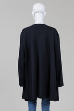 Load image into Gallery viewer, Eileen Fisher black open front collarless coat
