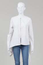 Load image into Gallery viewer, Dries Van Noten vintage, white, zip front, long sleeved asymetrical wrap jacket (40)
