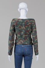 Load image into Gallery viewer, Faith Connexion silk green camo moto style top (40)
