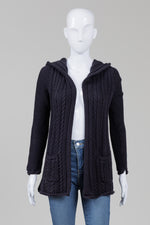 Load image into Gallery viewer, Massimo Dutti black cable knit open front cardigan (S)
