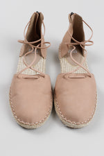 Load image into Gallery viewer, Eileen Fisher tan nubuck flat elastic zip back espadrilles (9.5) like new condition
