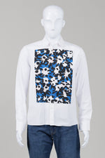Load image into Gallery viewer, Marni White Shirt w/ Blue/Black Print Bib Design (48)
