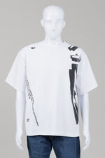 Load image into Gallery viewer, Crying Center White Crewneck T-shirt w/ Black Print (L)
