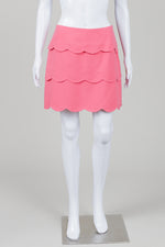 Load image into Gallery viewer, Sandro Pink Scallop Tiered Mini Skirt (3)
