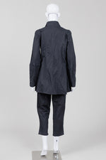 Load image into Gallery viewer, Sarah Pacini Black Crinkle Pant &amp; Jacket Set w/ Leather Trim (1)
