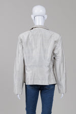 Load image into Gallery viewer, Nancy Lord Light Grey Raw Silk Blazer
