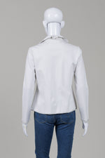 Load image into Gallery viewer, Lu Lu Cheung Light Grey Jersey Layered Look Blazer w/ Floral Print w/ Applique (12)

