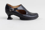 Load image into Gallery viewer, John Fluevog black leather Wearever Gracias shoes with cutout and sculpted 2” heel (8).
