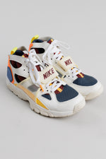 Load image into Gallery viewer, Nike Air Trainer Huarache ‘City Pride Houston’ sneakers with cream and navy colorway  and orange and yellow accents (6.5)
