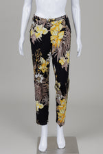 Load image into Gallery viewer, Frank Lyman black floral pants with side stripe (4)
