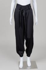 Load image into Gallery viewer, Fracomina Black Satin Pants with Elasticized Cuff (42)
