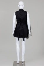 Load image into Gallery viewer, The Birds Black Sleeveless Shirt Dress with Side Netting Detail
