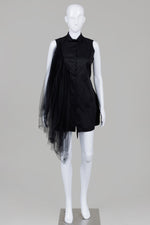 Load image into Gallery viewer, The Birds Black Sleeveless Shirt Dress with Side Netting Detail
