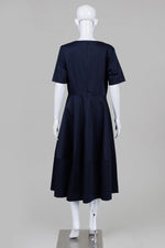 Load image into Gallery viewer, COS Navy Blue Short Sleeve Fit and Flare Midi Dress (12)
