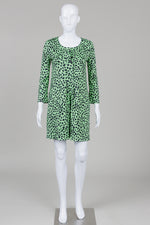 Load image into Gallery viewer, Diane von Furstenberg Green Black Animal Print Long Sleeve Dress(0)
